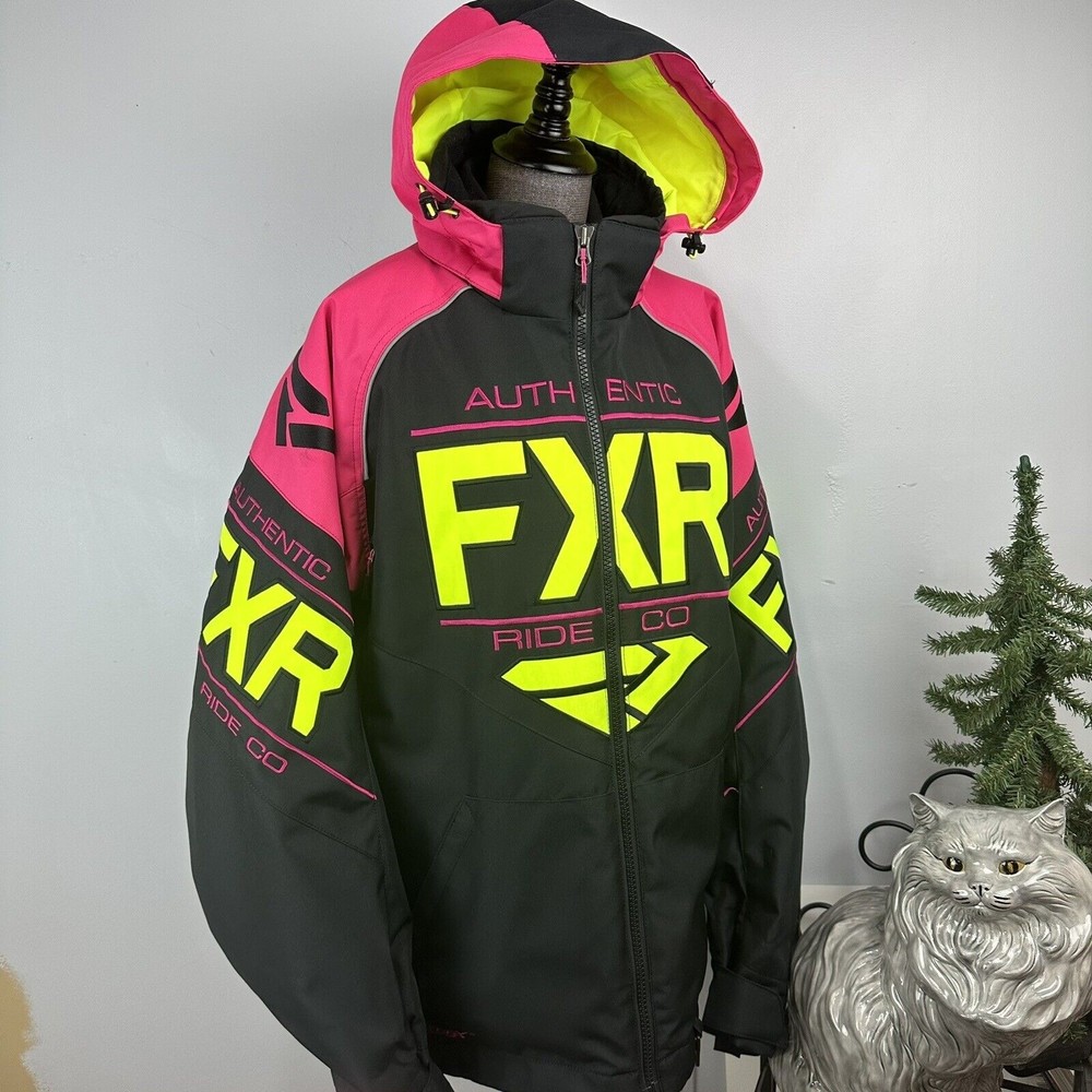 FXR Mens Clutch Snowmobile Jacket Sz L  Fuchsia Pink Hi Vis Black